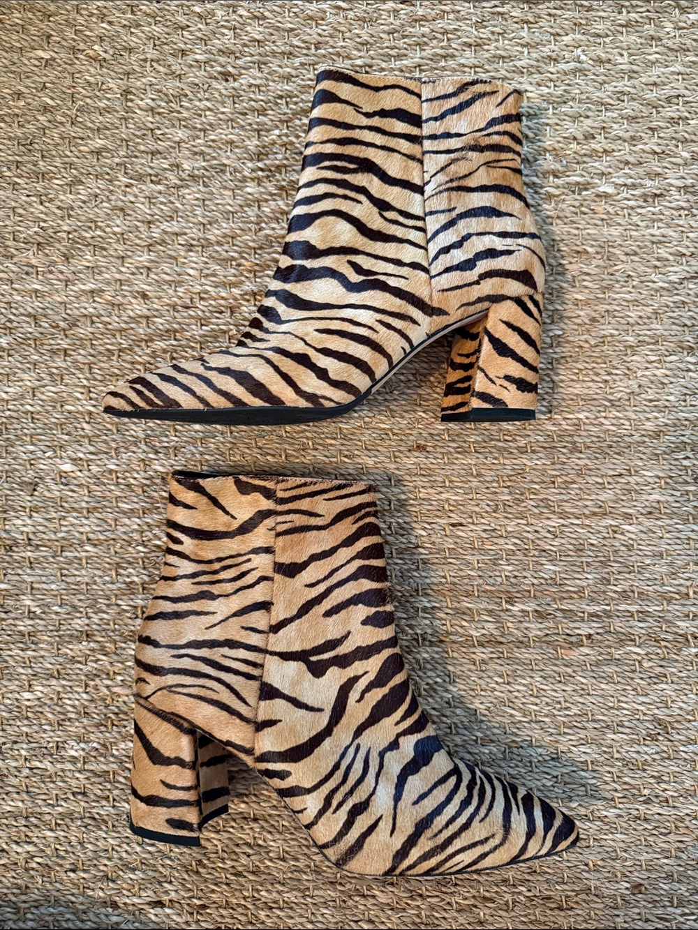 NEW! Antonio Melani Women's Tiger-Print Ankle Boots - Tan/Black